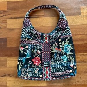 Johnny Was Boho Embroidered Shoulder / Tote Bag